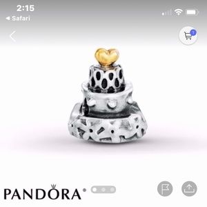 Pandora Celebration Cake Charm 14k heart Retired.
